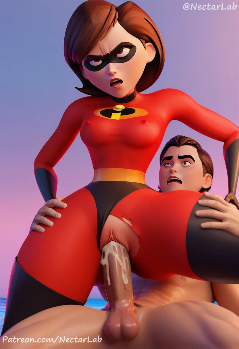 1boy 1girls ai_generated big_ass brown_hair cum cum_in_pussy cum_inside disney ejaculation elastigirl female grabbing_thighs helen_parr light-skinned_female light-skinned_male light_skin mask milf mother nectarlab open_mouth parted_lips pixar pixar_mom reverse_cowgirl_position riding_penis ripped_clothing sex short_hair the_incredibles the_incredibles_2 torn_clothes vagina vaginal_penetration wide_hips