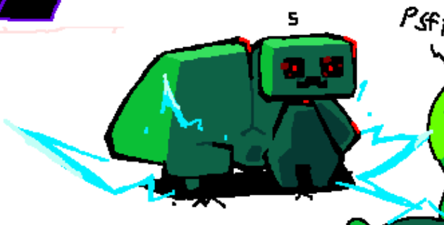 ambiguous_gender creeper creeper_(minecraft) from_drawpile green_body huge_ass minecraft rembrandt_lighting sparks superiorfox