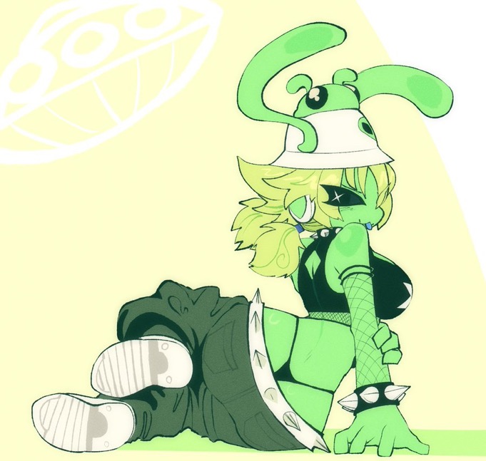 alien, ass, booventhealien, bra, breasts, clothed, female, female only, gloopy (booventhealien), green body, original character, roblox, roblox avatar, robloxian, sideboob, streetwear, tagme, thong