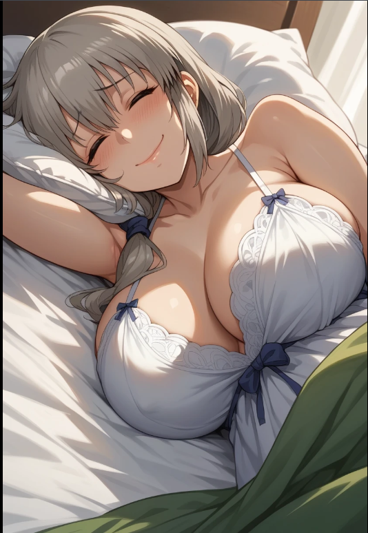 1girls ai_generated bed blanket female female_focus female_only solo solo_focus uzaki-chan_wa_asobitai! uzaki_tsuki