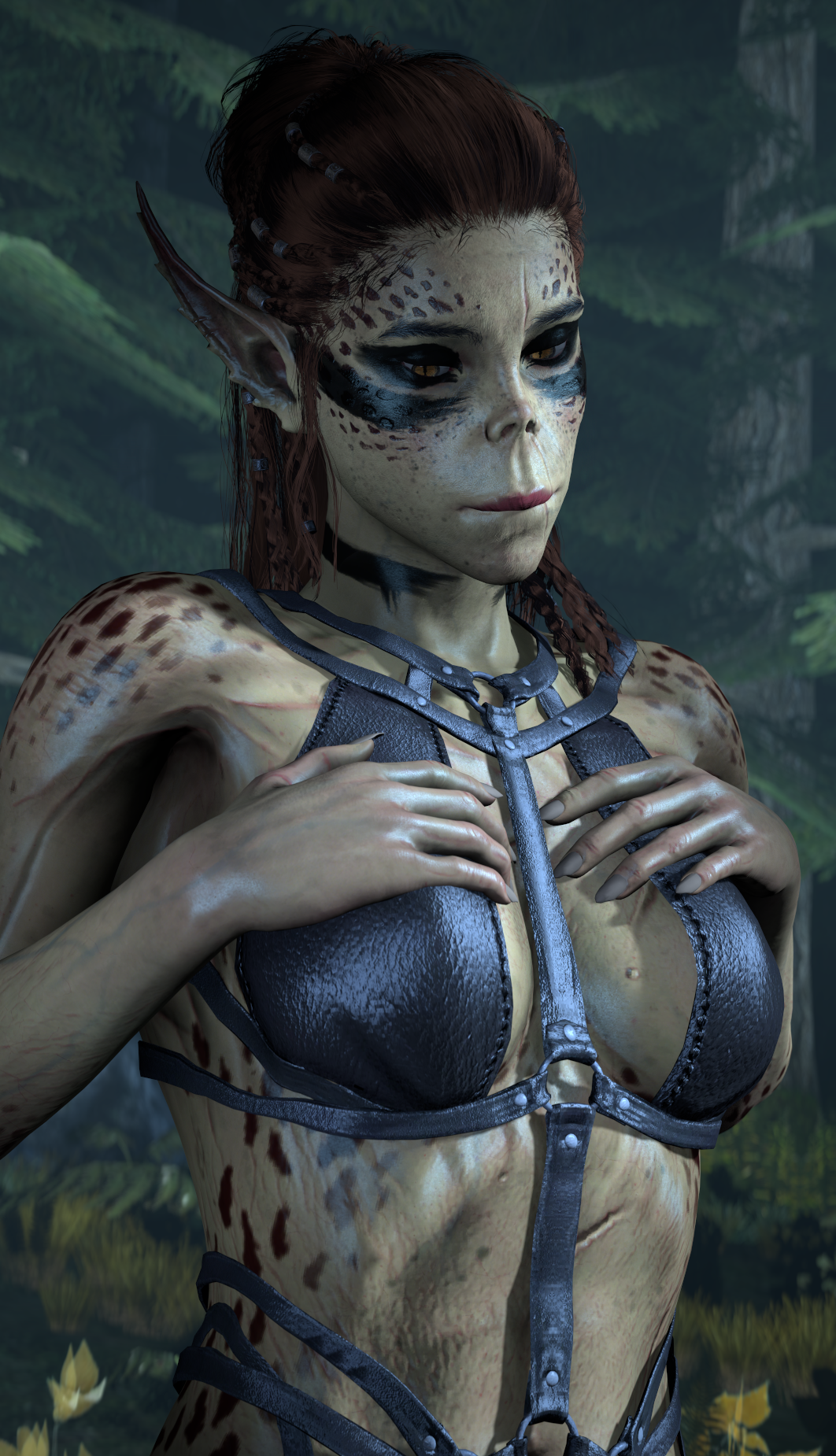 baldur&#039;s_gate baldur&#039;s_gate_3 breasts breasts female_only lae&#039;zel pin_up sfm skeletron27 solo solo_female source_filmmaker underwear