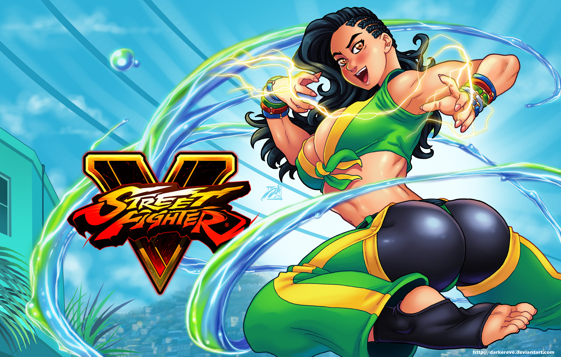 1girls, ass, black hair, brazilian, brazilian female, breasts, brown eyes, capcom, cleavage, darkereve, female, latina, laura matsuda, long hair, street fighter, tight clothes
