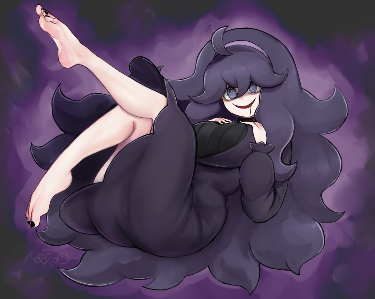 1girls bangs big_breasts breasts clothed feet female fully_clothed game_freak hair_between_eyes hex_maniac light-skinned_female light_skin long_hair nintendo open_smile pale-skinned_female pale_skin pokemon pokemon_xy purple_eyes purple_hair smile tagme topsie_turvy very_long_hair