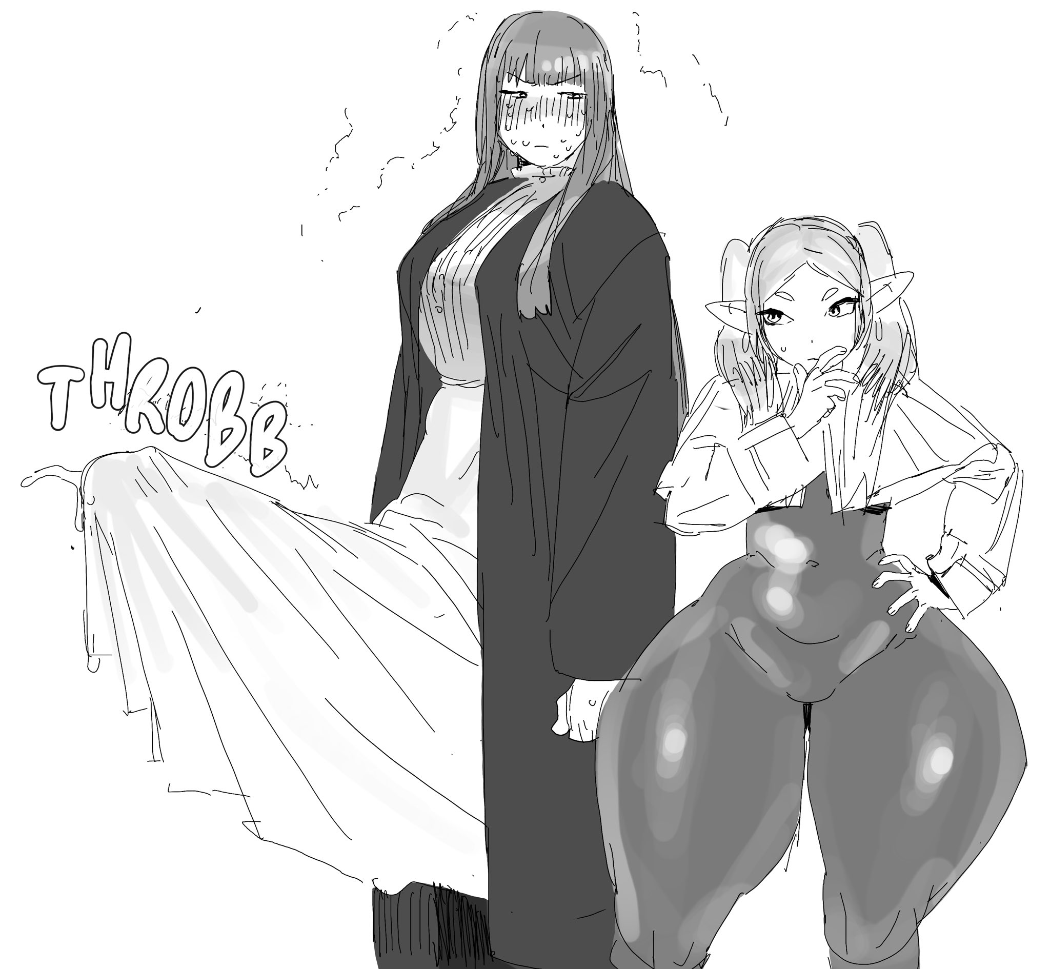 1futa, 1girls, 2026, 2d, 2d (artwork), 2d artwork, big cock, big hips, big penis, big thighs, black and white, bottom heavy, bowlboxer, bulge, bulge through clothing, bulge under clothes, child bearing hips, clothed, clothing, curvaceous, curvaceous female, curvaceous figure, curvy, curvy body, curvy female, curvy figure, curvy hips, elf, elf ears, elf female, elf girl, erection under clothes, erection under clothing, erection under dress, female, fern (sousou no frieren), frieren, frieren beyond journey's end, fully clothed, futa with female, futanari, gigantic cock, gigantic penis, gigantic thighs, hi res, highres, huge ass, huge cock, huge hips, huge thighs, human, humanoid, hung, hung futa, intersex, intersex/female, khentaiu, large cock, large hips, large penis, large thighs, long ears, monochrome, mostly clothed, pantyhose, penis under clothes, penis under dress, pointy ears, sousou no frieren, tenting, thick, thick ass, thick hips, thick legs, thick penis, thick thighs, thighs, throbbing, throbbing penis, thunder thighs, tied hair, twintails, voluptuous, voluptuous female, voluptuous futa, white hair, wide hips