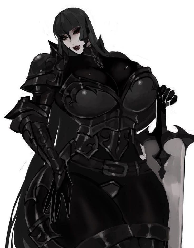 accountnerofl, belt buckle, big breasts, big sword, big thighs, black eyelashes, black eyeliner, black hair, black lipstick, bodysuit, breasts, curvaceous, curvaceous female, dark armor, female, female knight, giant breasts, giant thighs, giantess, goth, goth girl, gothic, gothic girl, knight, latex, latex bodysuit, lipstick, long hair, mature, mature female, muscular, muscular female, oc, original, original character, sword, tall female, taller female, thighs, voluptuous, voluptuous female