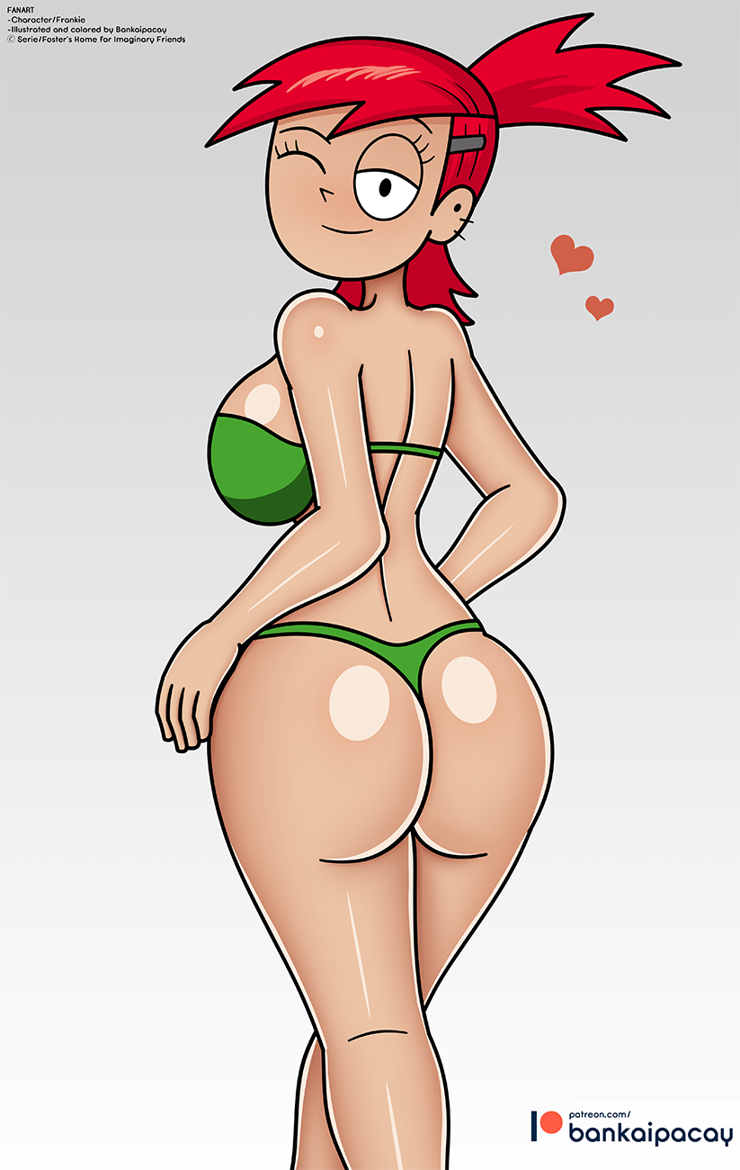 ass bankaipacay big_ass big_booty big_butt foster's_home_for_imaginary_friends frankie_foster green_bikini red_hair sideboob winking_at_viewer