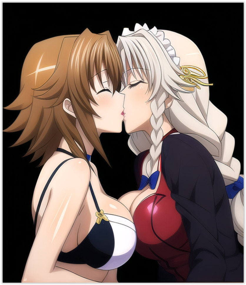 2females ai_generated grayfia_lucifuge high_school_dxd lesbian_couple lesbian_kiss lesbian_sex venelana_gremory yuri yuri yuri