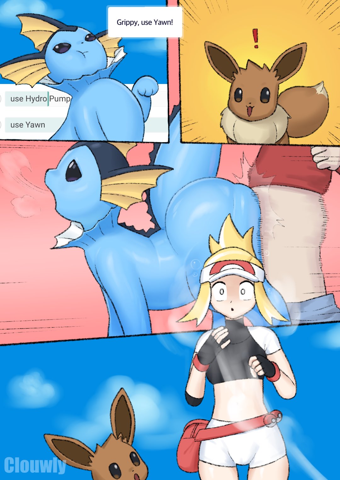 ! 1boy 1girls 2024 2d 2d_(artwork) 2pokemon bestiality black_eyes black_text blue_body brown_body cameltoe clouwly eevee eeveelution english english_text female_pokemon/male_human feral gloves interspecies jpeg motion_lines nintendo offscreen_male pokemon pokemon_(species) pokephilia public_indecency public_sex red_shirt sex sex_from_behind sex_in_public shocked_expression short_shirt shorts surprised_expression tagme text thigh_gap thrusting vaginal_penetration vaginal_sex vaporeon white_shorts yellow_hair zoophilia