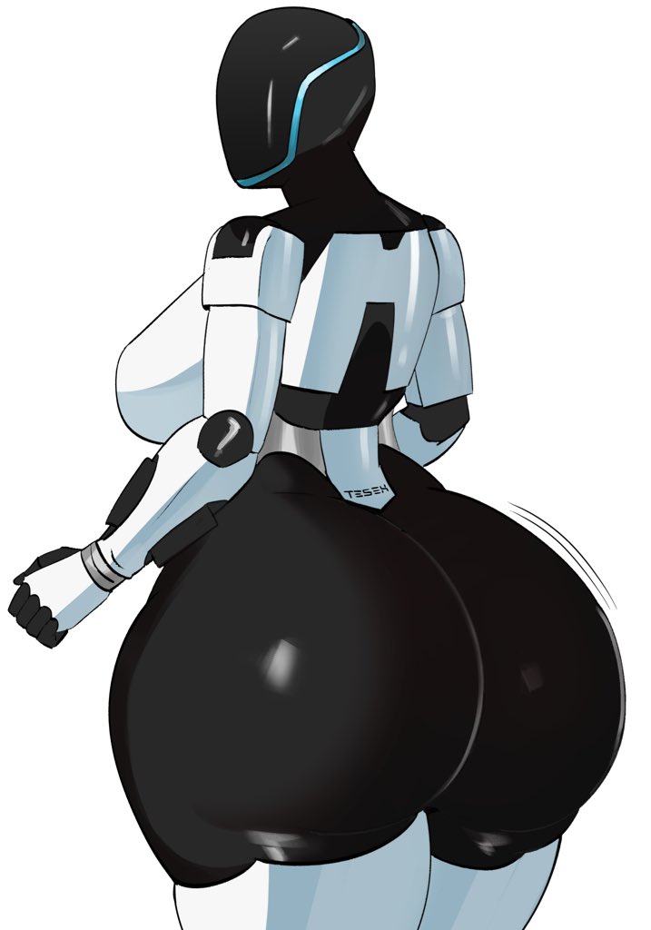 1girls ass big_ass big_breasts bottom_heavy breasts bubble_butt dat_ass fat_ass female female_only huge_ass large_ass looking_at_viewer looking_back massive_ass robot robot_girl solo tesla tesla_bot thick_ass thick_thighs white_background wide_hips ytrall