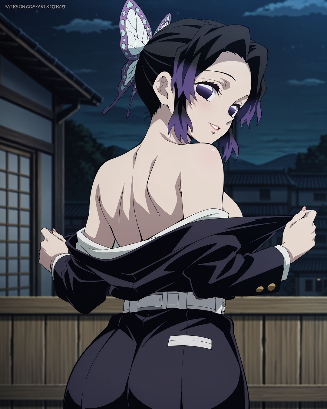 1girls, demon slayer, female, female only, kochou shinobu, purple hair, purple-haired female, solo, tagme, untagged