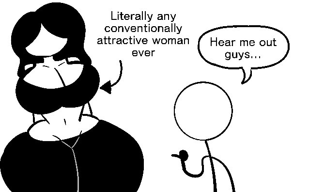 1boy, 1girls, big breasts, breasts, cleavage, english text, female, hear me out, male, simple, simple drawing, stickman, text, thicc thighs, thighs