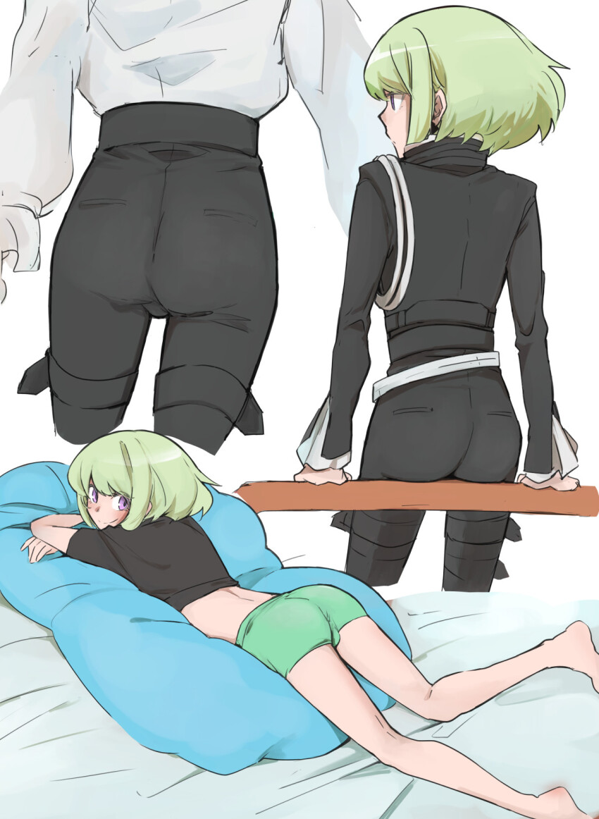 androgynous, ass, ass focus, aus vaka, bulge, bulge through clothing, femboy, lio fotia, male, promare, twink