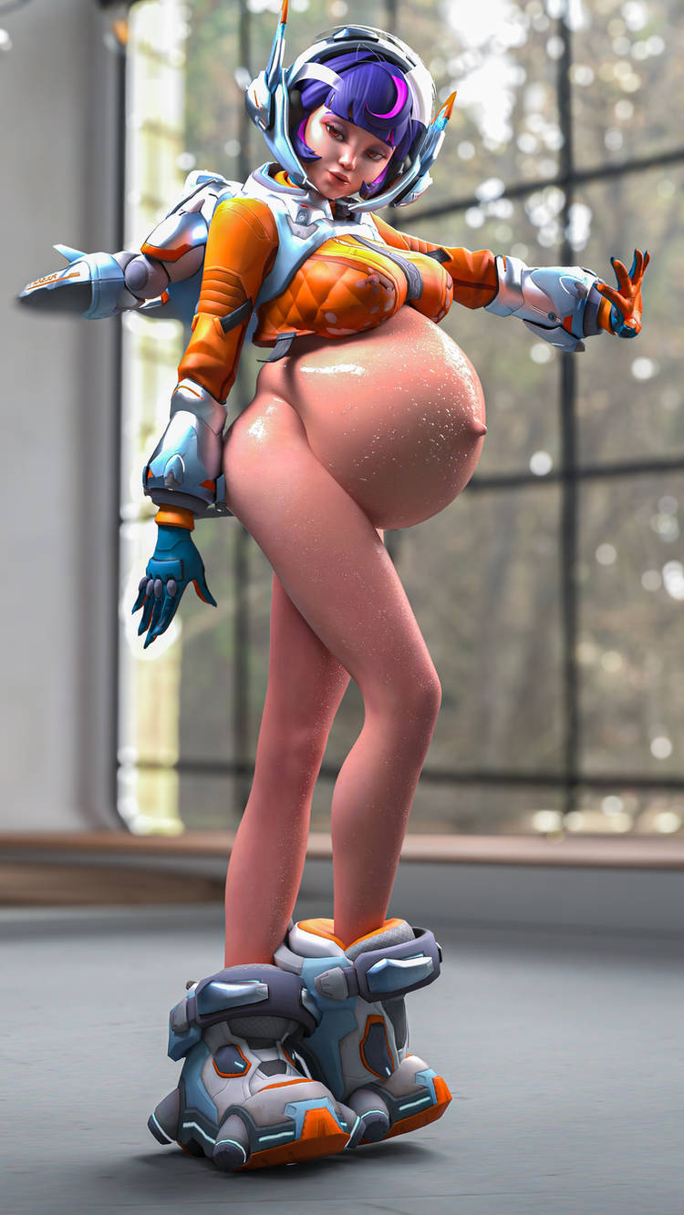 1girls, 3d, asian, asian female, belly, big belly, big breasts, blizzard entertainment, breasts, female, female only, juno (overwatch), nipples, overwatch, overwatch 2, preggmaster, pregnant, purple hair, red eyes, solo, torn clothes, wardrobe malfunction