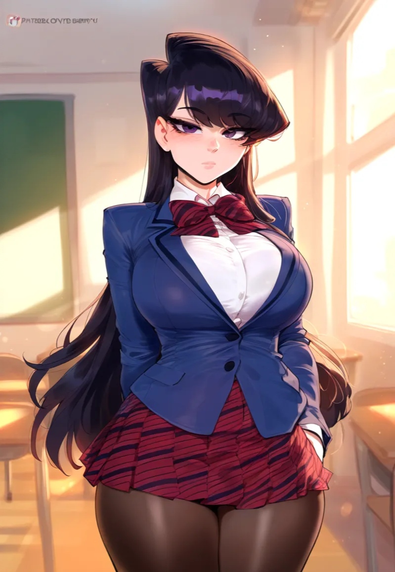 ai generated, big breasts, breasts, female, komi shouko, komi-san wa komyushou desu, shy, zawuardo