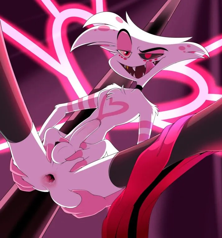 1boy, angel dust (hazbin hotel), feminine male, hazbin hotel, male, male focus, male only, pole, pole dancing, solo male, tagme