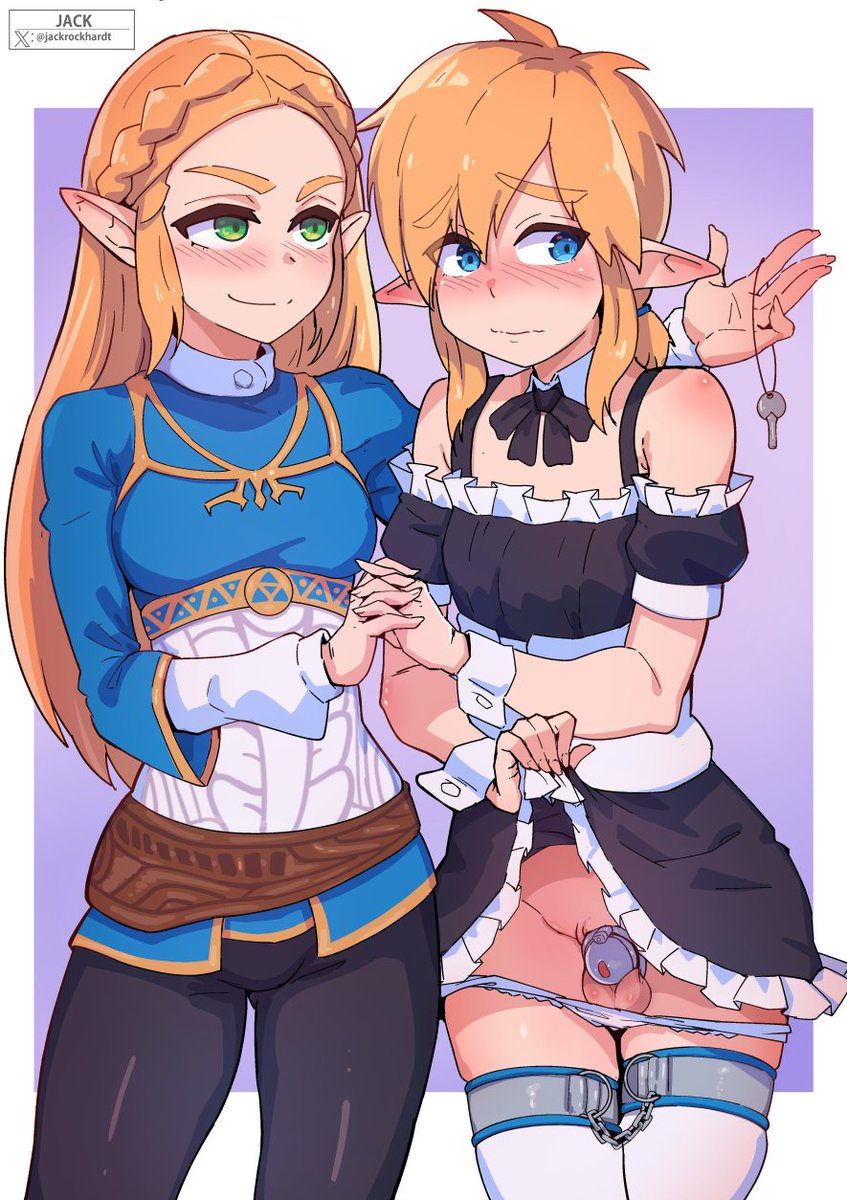 1boy 1boy1girl 1girls blonde_eyebrows blonde_female blonde_hair blonde_male blue_eyes blue_shirt blush breath_of_the_wild chastity chastity_cage chastity_device chastity_key crossdressing eyebrows eyebrows_visible_through_hair female femboy femdom gold_trim green_eyes hair holding_hands holding_object hylian hylian_ears interlocked_fingers jackrockhardt link link_(breath_of_the_wild) link_(tears_of_the_kingdom) long_hair maid maid_outfit maid_uniform male malesub panties panties_around_leg panties_aside panties_down pants princess_zelda shirt shoulder_length_hair shoulders sidelocks skirt skirt_lift smooth_balls smooth_penis stockings the_legend_of_zelda the_legend_of_zelda:_breath_of_the_wild the_legend_of_zelda:_tears_of_the_kingdom thigh_cuffs thighhighs very_long_hair white_stockings white_thighhighs zelda_(breath_of_the_wild) zelda_(tears_of_the_kingdom)