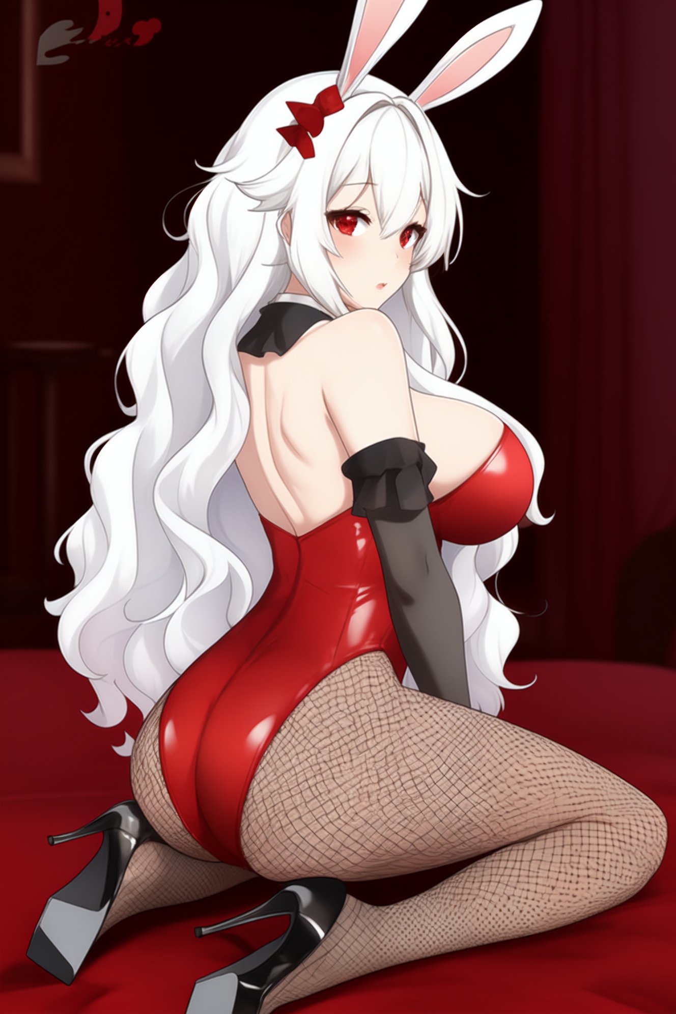 1girls ai_generated alufliniy bunny_ears bunny_tail bunnysuit cojonudo erispheria heels leotard long_hair red_eyes twitch virtual_youtuber vtuber white_hair youtube youtube_hispanic