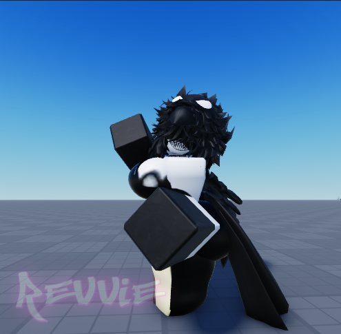 1girls 3d artist_name baseplate big_ass big_breasts black_dress extended_arm kyra_(xr_revvie) large_ass large_breasts roblox robloxian self_upload sharp_teeth tagme thick_thighs watermark xr_revvie