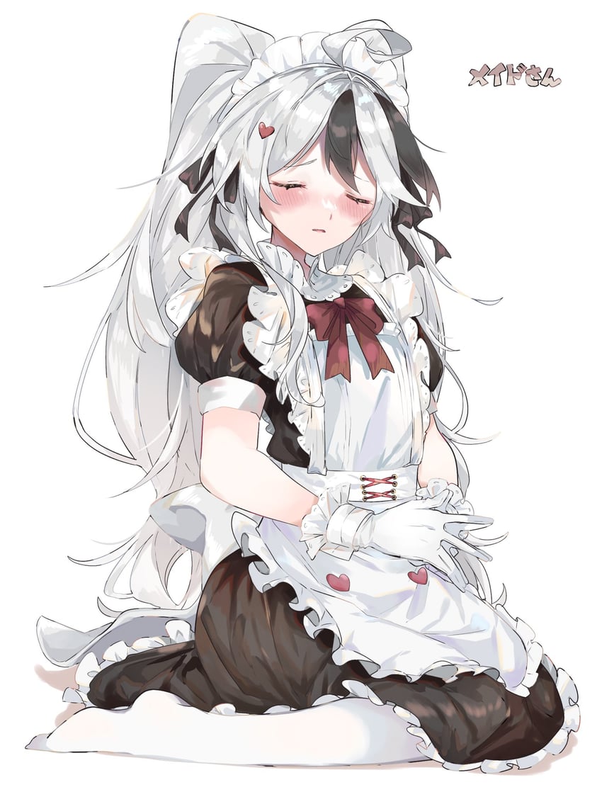 1boy bowtie femboy library_of_ruina maid maid_apron maid_headdress maid_uniform multicolored_hair project_moon yan_vismok