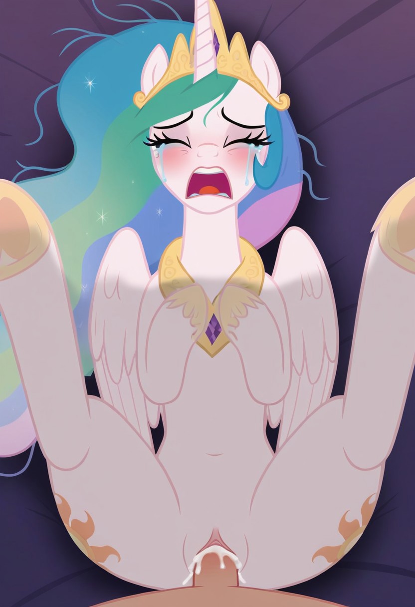 ai_generated alicorn closed_eyes crying cum cum_in_pussy equid equine female friendship_is_magic fur hair hasbro horn long_hair male my_little_pony nw_th open_mouth partial_male penis princess_celestia_(mlp) pussy rape sex vaginal_penetration white_body white_fur