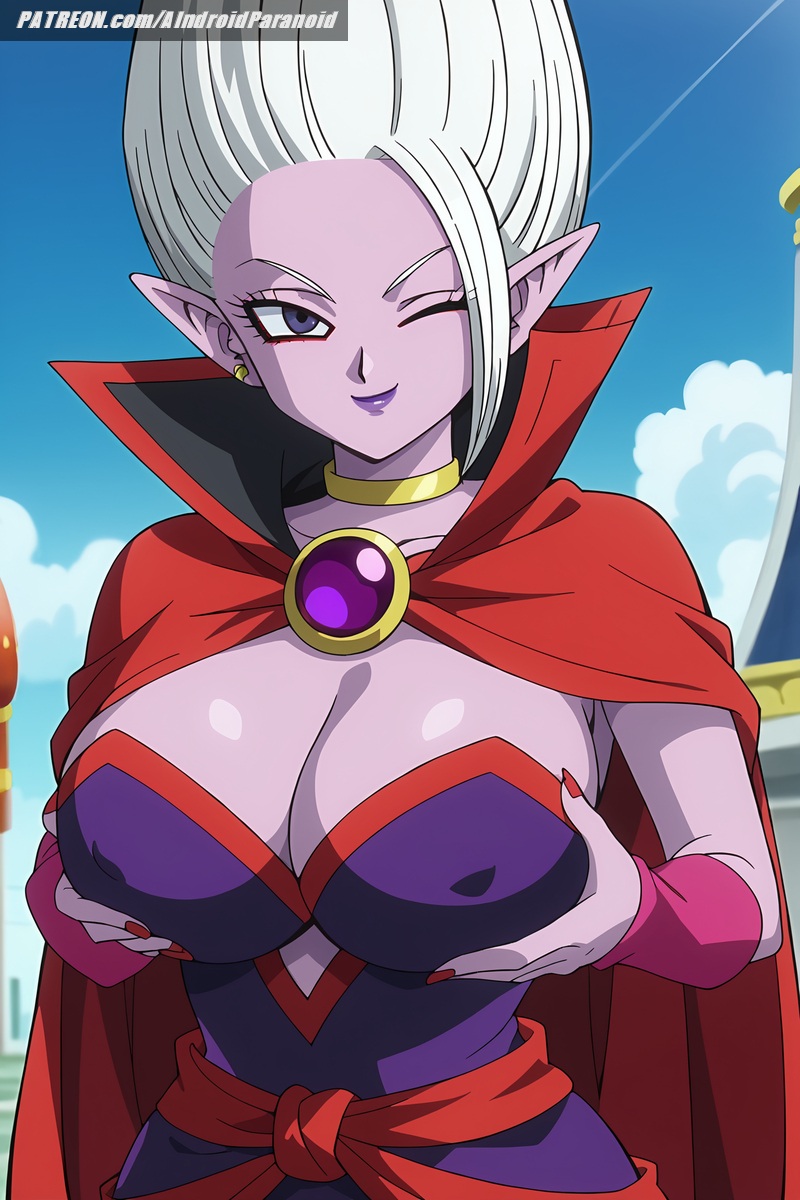 ai_generated aindroidparanoid ass big_breasts blue_eyes busty cleavage curvy dr._arinsu dragon_ball dragon_ball_daima dragon_ball_super dragon_ball_z elf_ears fat_ass female female_only grabbing_own_breast hips large_breasts narrow_waist nipples outdoors parted_lips purple_skin slim_waist stable_diffusion villain voluptuous waist white_hair