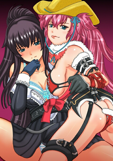 2girls artist_request female female_only kagura_(oneechanbara) multiple_girls oneechanbara saaya_(oneechanbara) siblings sisters