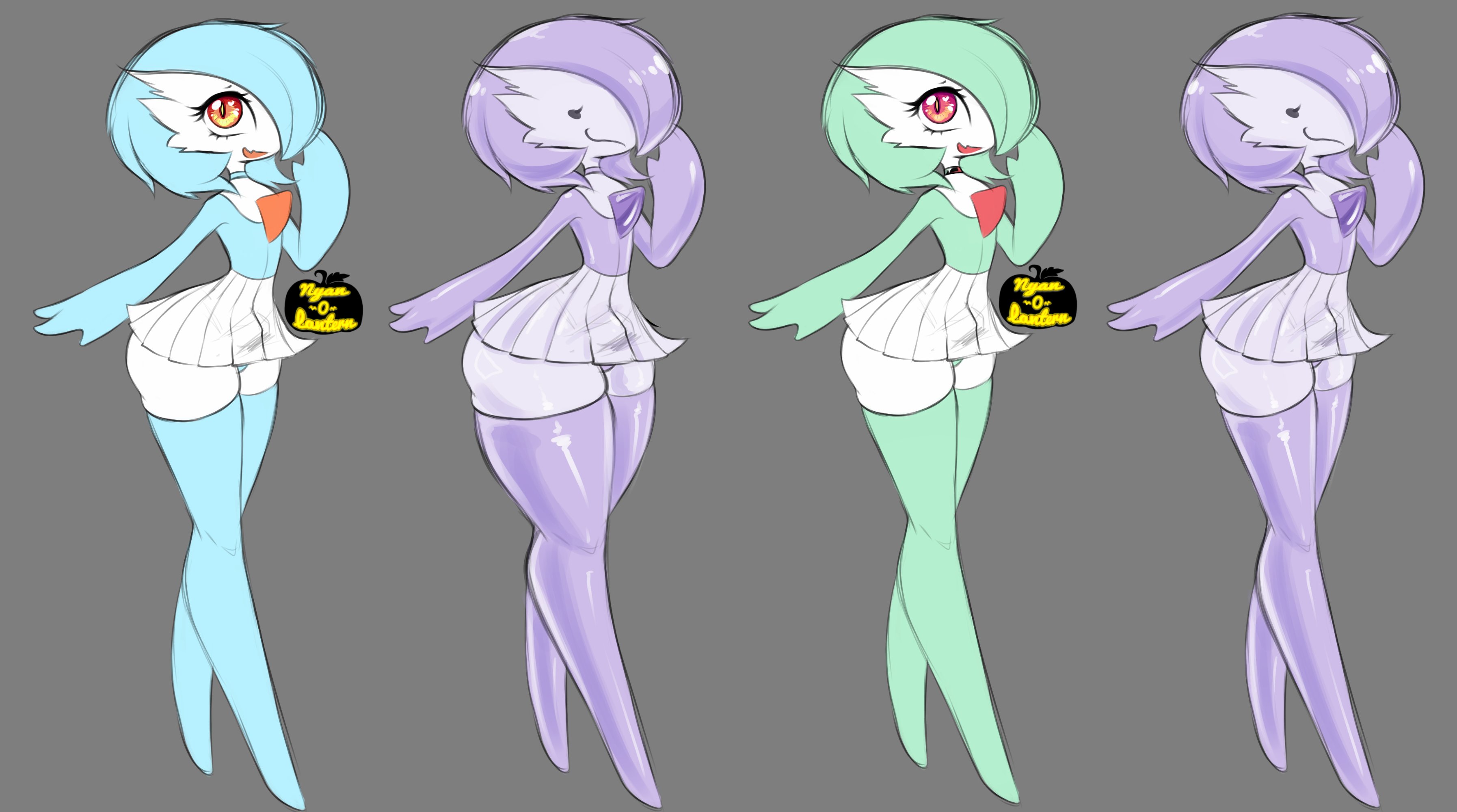 alternate color, ass, ditto, ditto (pokemon), femboy, gardevoir, gardevoir (cosplay), male, male only, miniskirt, nintendo, nyan o lantern (artist), pokemon, pokemon (species), shiny, shiny pokemon, sketch, thick, thick ass, thick hips, thick legs, thick thighs, thighhighs, thighs, transformed ditto, trap