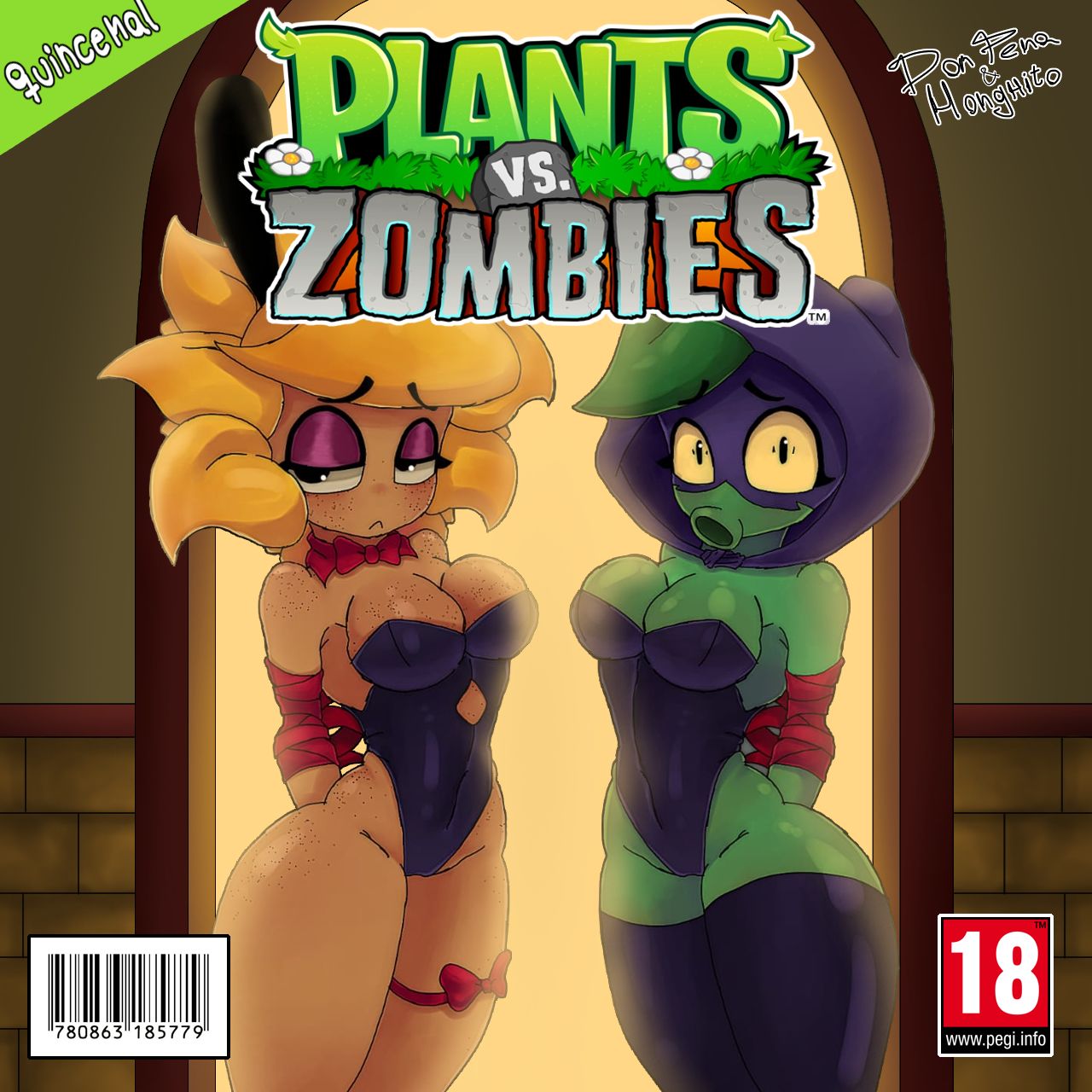 :>= big_butt big_thighs breasts bunnysuit don_pena green_shadow_(pvz) imminent_rape imminent_sex peashooter_(pvz) plant_girl plants_vs_zombies plants_vs_zombies:_heroes plants_vs_zombies_2:_it's_about_time scared scared_expression solar_flare_(pvz) suggestive tied tied_arms tied_hands