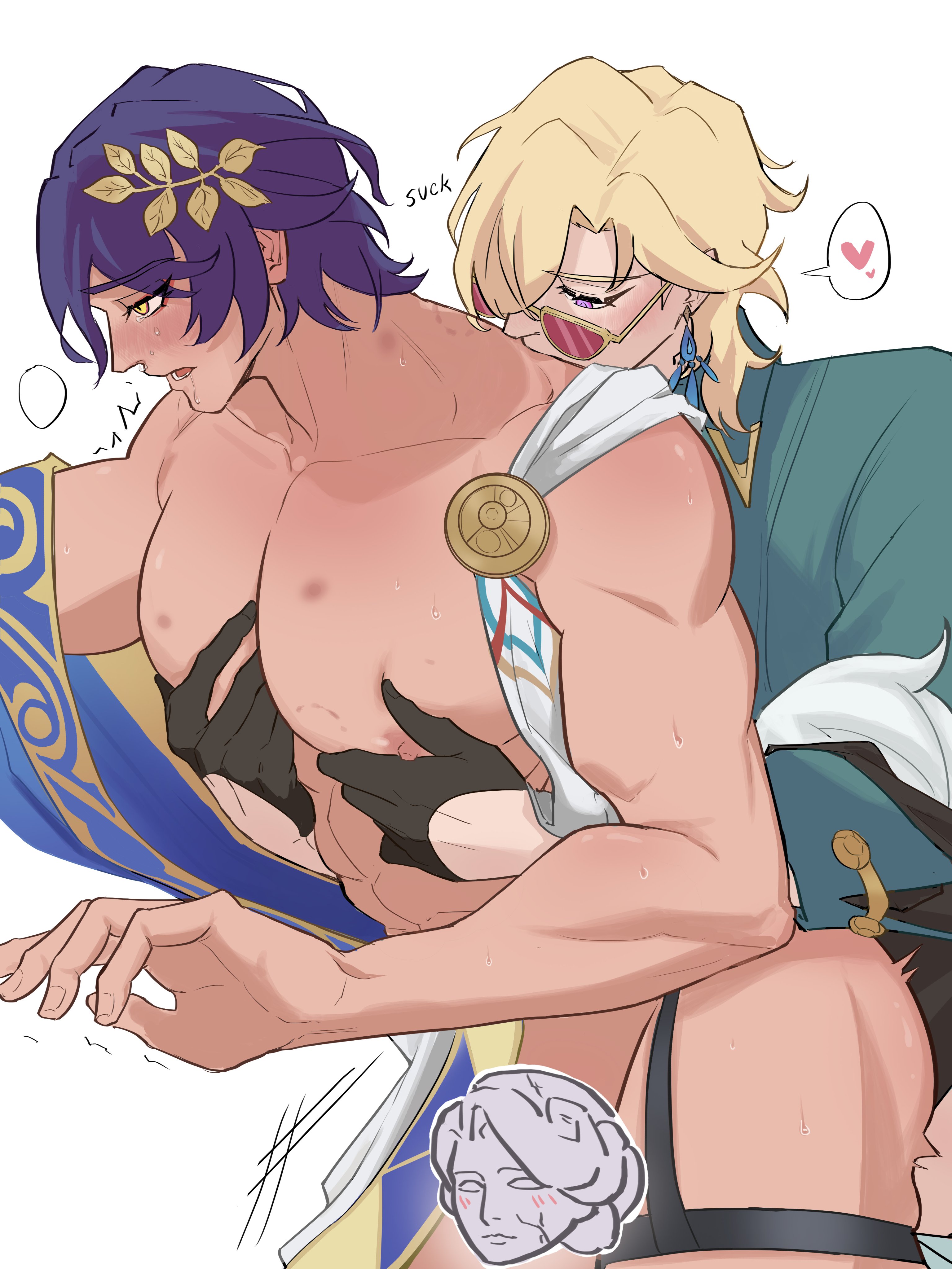 anal, anal sex, aventurine (honkai: star rail), character censor, dr. ratio (honkai: star rail), gay, hickey, honkai (series), honkai: star rail, male, male only, male/male, muscular, muscular male, pecs, yaoi