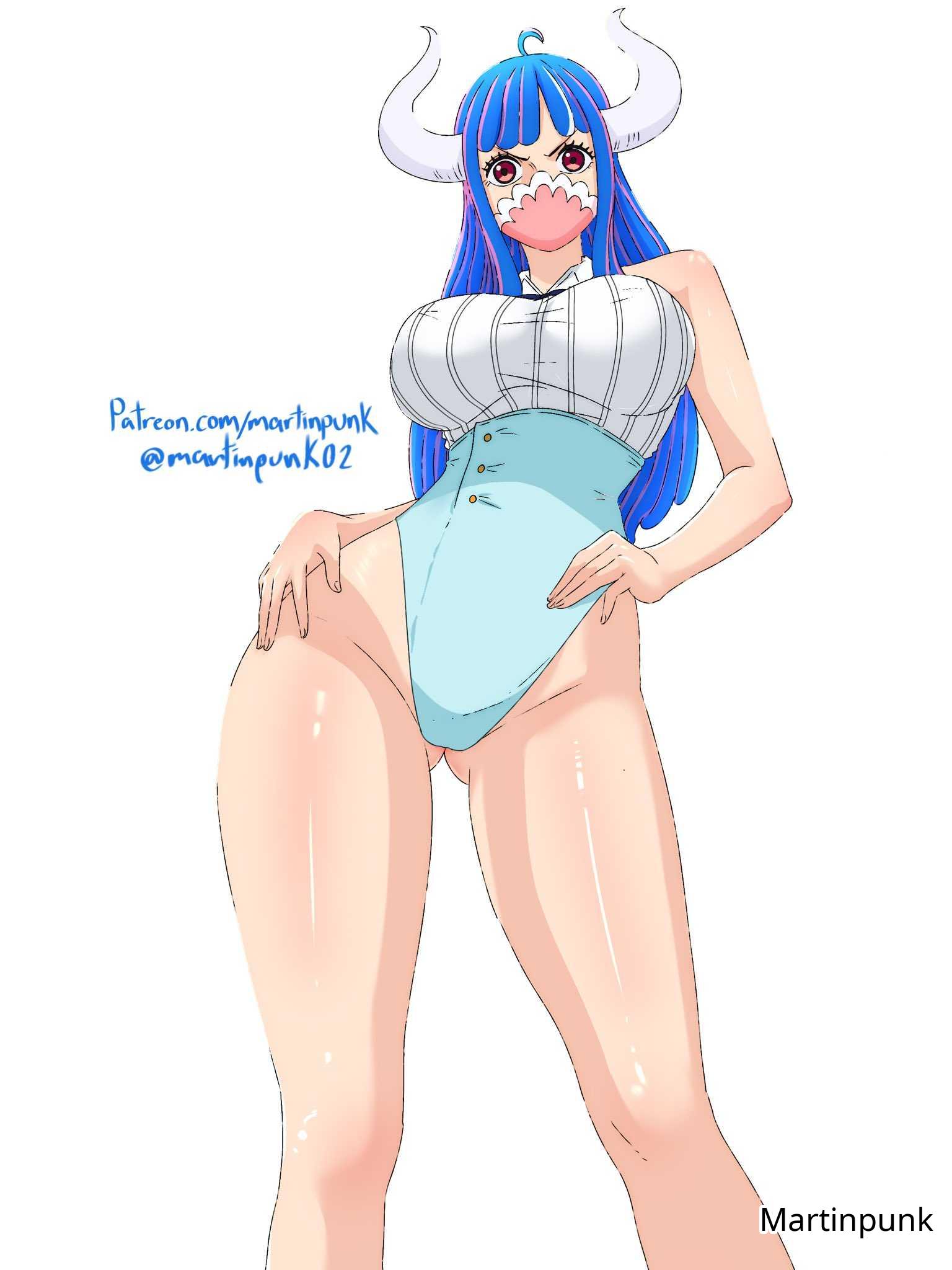 1girls, 2d, 2d (artwork), 2d artwork, adult, adult female, ahoge, angry, angry expression, angry eyebrows, angry face, ass visible through thighs, bare arms, bare calves, bare hands, bare hips, bare knees, bare legs, bare shoulders, bare skin, bare thighs, big breasts, bikini, blue hair, blue-haired female, breasts, busty, busty female, busty girl, curvaceous, curvaceous body, curvaceous female, curvaceous figure, curvaceous hips, curvy, curvy body, curvy female, curvy figure, curvy hips, digital, digital art, digital drawing, digital drawing (artwork), digital media, digital media (artwork), elbows, exposed arms, exposed calves, exposed hips, exposed legs, exposed shoulders, exposed skin, exposed thighs, female, female focus, female only, fingernails, fingers, frown, frown eyebrows, frowning, frowning at viewer, groin, hand on hip, hand on own hip, hand on own waist, hand on waist, head tilt, high resolution, highres, horn, horns, hourglass figure, inguinal crease, inguinal ligament, large boobs, large breasts, lean figure, long hair, looking at viewer, looking down, looking down at viewer, martinpunk, mask, masked female, mature, mature female, multicolored hair, narrow waist, one piece, one-piece swimsuit, pink eyes, pink hair, pink hair female, pink-eyed female, pink-haired female, posing, posing for the viewer, post-timeskip, scowl, shoulders, simple background, slender body, slender waist, slim waist, solo, standing, swimsuit, swimwear, thick thighs, thigh gap, thighs, tilted head, ulti (one piece), upper body, white background, white bikini, white one-piece swimsuit, white swimsuit, white swimwear, wide hips