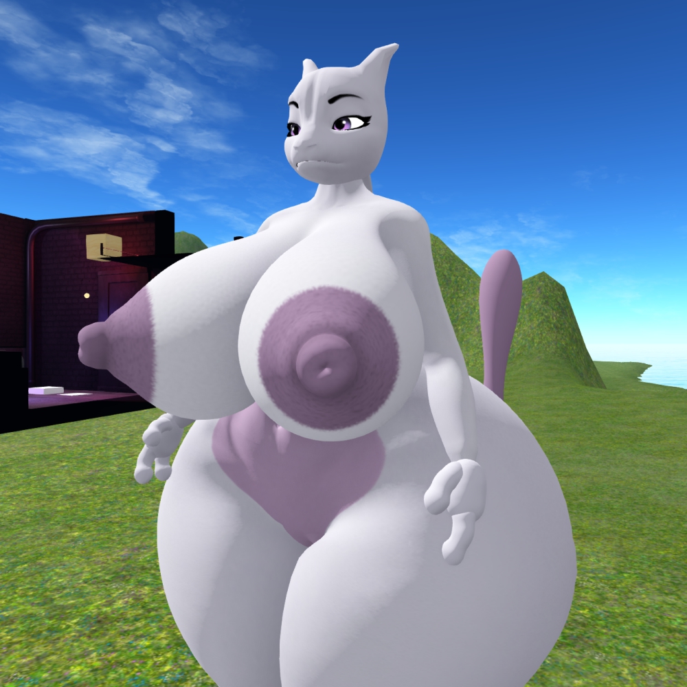 big_ass big_breasts breasts bubble_butt female ferialexonar furry huge_ass mewtwo nintendo nipples pokemon pokemon_(species) tagme thick_thighs wide_hips