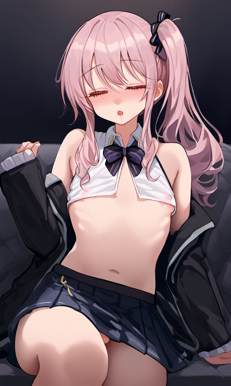 1futa 1other ai_generated akiyama_mizuki areola_slip areolae areolae_slip belly belly_button bottomless_skirt breasts_out closed_eyes erect_nipples flat_chest flat_chested futa_only futanari high_resolution highres legs legs_together naked navel nipple_bulge nipple_slip nipples penis penis_slip penis_under_clothes penis_under_skirt pink_hair ponytail project_sekai side_ponytail sitting skirt solo solo_focus thighs thighs_together tits_out tummy uncensored