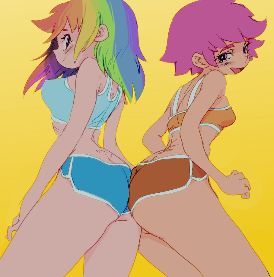 ass ass_docking ass_to_ass bra butt_crack equestria_girls erect_nipples implied_lesbian my_little_pony nipple_bulge panties rainbow_dash_(eg) rainbow_dash_(mlp) scootaloo_(eg) scootaloo_(mlp) underwear yev-san yuri