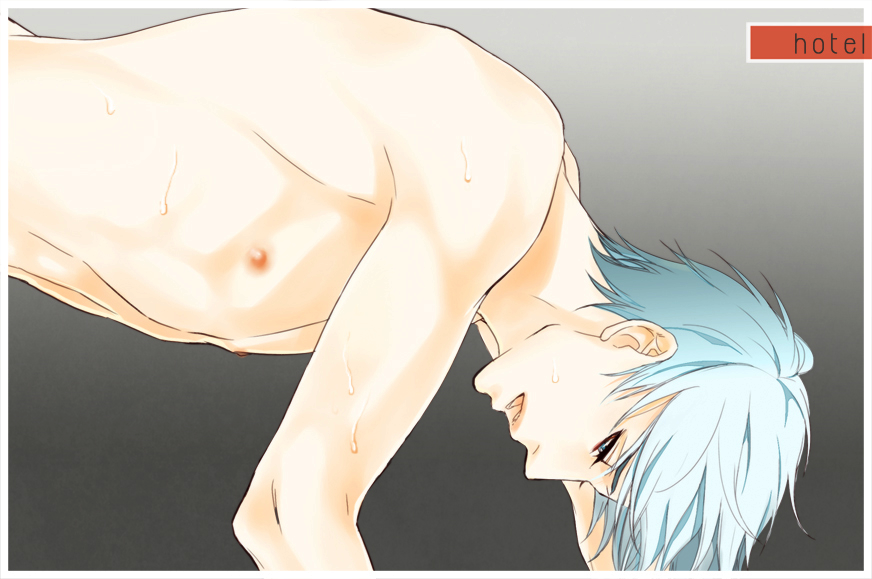 1boy blue_hair blush kuroko_no_basuke kuroko_tetsuya male_only nipples nude sex sweat yaoi