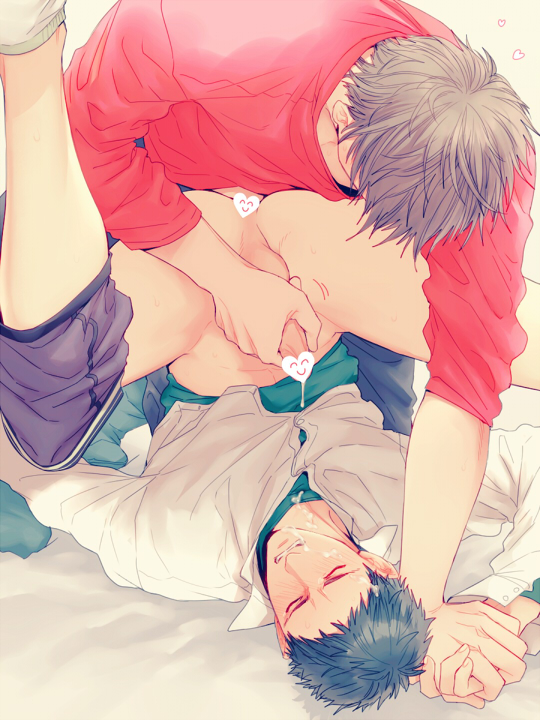 2boys anal blush glasses handjob junpei_hyuga kuroko_no_basuke male_only multiple_boys sex shiru_(pepeelotion) teppei_kiyoshi yaoi