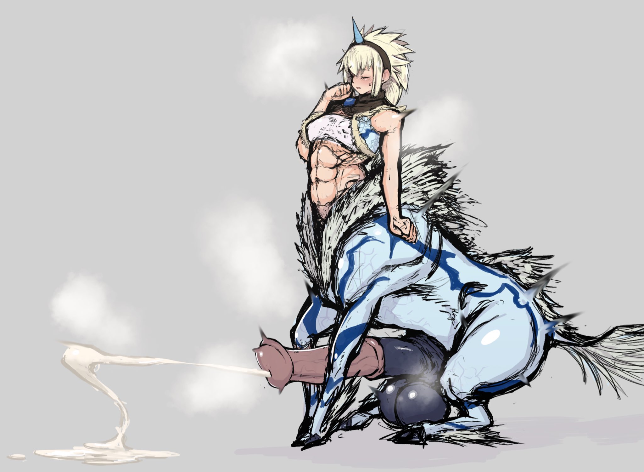 anus, big ass, big breasts, boobs, bottomless, centaur, centauress, cum, futa, futanari, handsfree ejaculation, horsecock, horsecock futa, huge breasts, kirin (monster hunter), monster, monster girl, monster hunter, mythological creature, mythology, orgasm without stimulation, penis, taur, text, weizenbrot1016