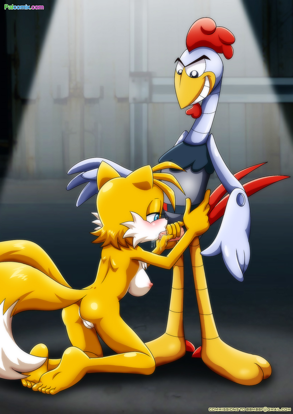 avian bbmbbf bird blue_eyes canine chicken color feet fellatio female fox fur genderswap male mammal oral orange_fur palcomix penis protagonistsub_antagonistdom scratch_(sonic) sex sonic_(series) tails tailsko