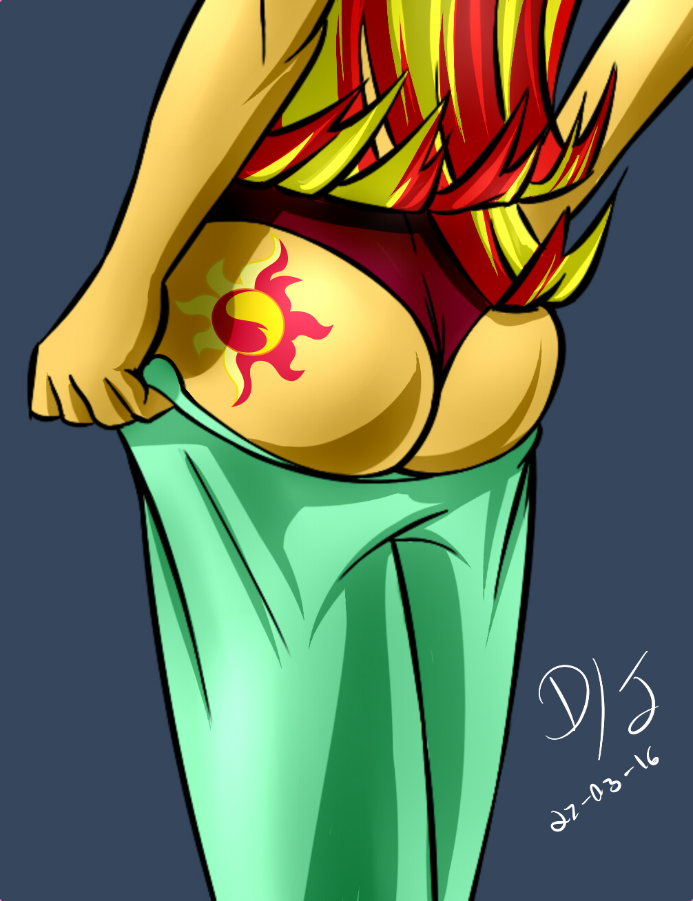 back_view crimson_panties cropped discorded-joker equestria_girls friendship_is_magic humanized my_little_pony panties solo sunset_shimmer