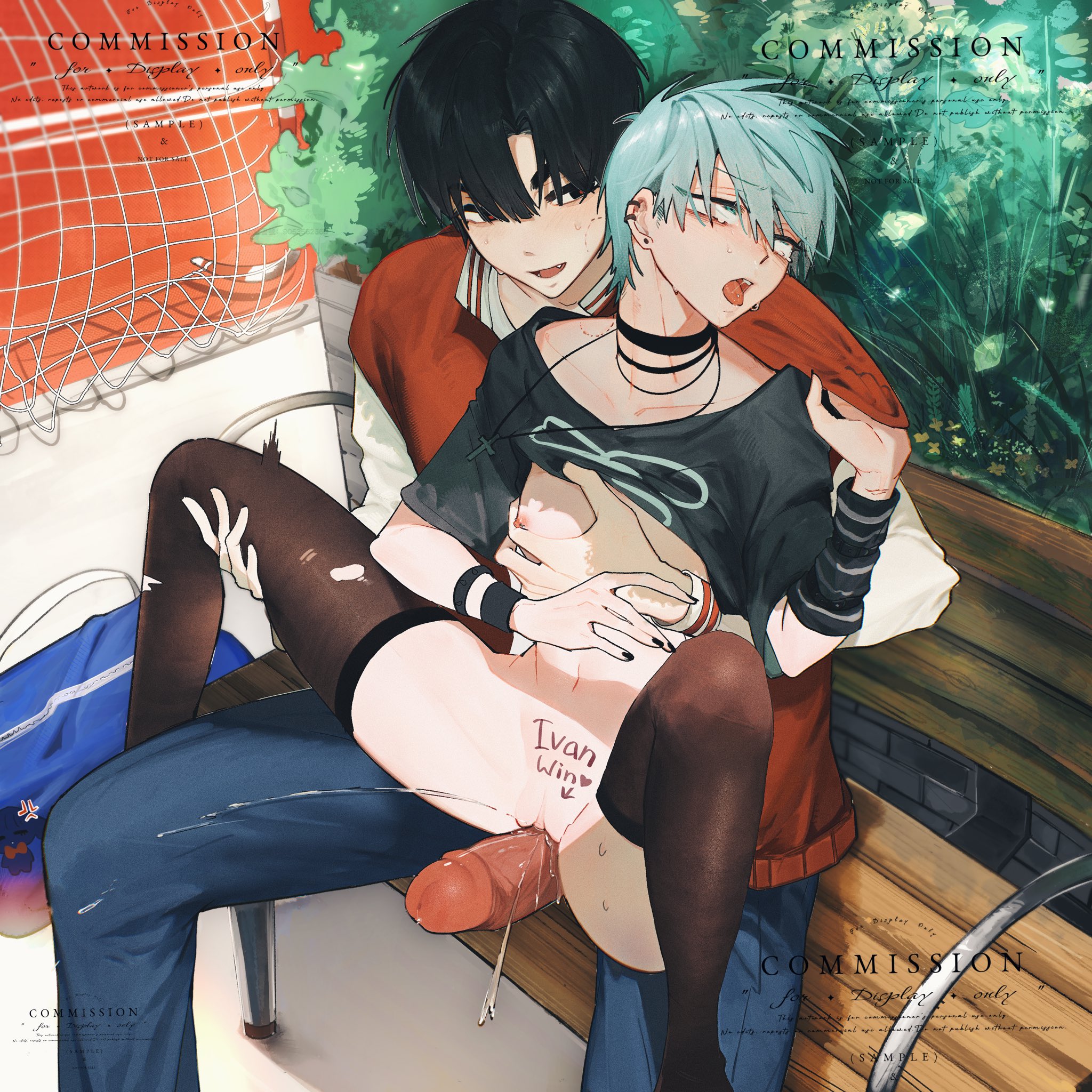 alien stage, cuntboy, cuntboy/male, gay, ivan (alien stage), luo qiya, male with painted nails, tagme, thighhighs, till (alien stage), yaoi, young adult