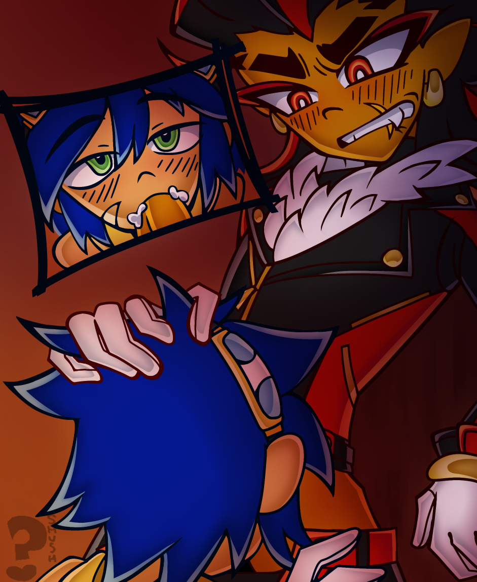 black_hair blowjob blue_hair dark-skinned_male gay gay_blowjob green_eyes human looking_at_partner looking_down male_only red_eyes shadow_the_hedgehog sonadow sonic_the_hedgehog sonic_the_hedgehog_(series)