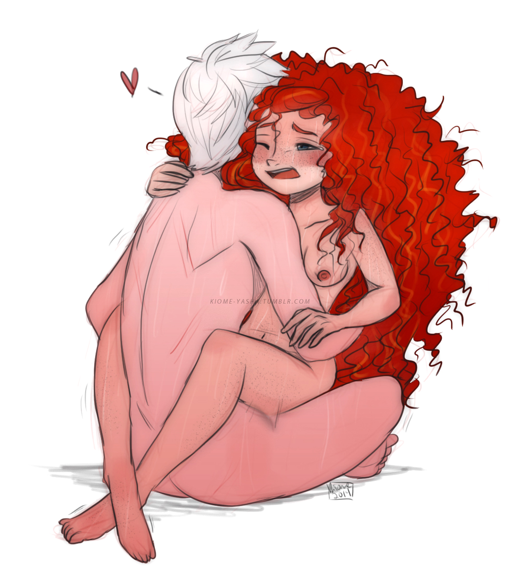 1boy 1girls brave breasts crossover crossover_pairing curly_hair disney disney_princess dreamworks female ginger heart jack_frost jack_frost_(rise_of_the_guardians) legs_around_partner long_hair male male/female merida nude on_lap red_hair rise_of_the_guardians sex straight white_hair