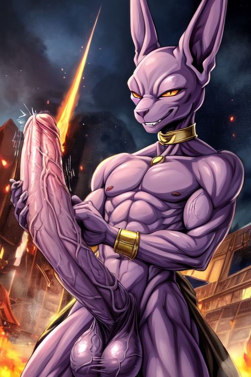 ai_generated beerus big_balls big_penis cocky69 dragon_ball_super excessive_size hyper_penis long_penis muscular veins_on_dick veiny_balls veiny_penis