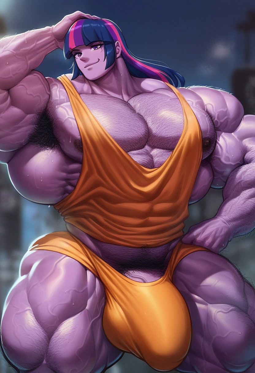 1boy 1male abs ai_generated ambush_(trap) arm_veins armpit_hair bangs bara biceps blunt_bangs blurry_background boy bulge chest_hair civitai colored_skin equestria_girls feet_out_of_frame genderswap genderswap_(ftm) hairy hairy_armpits hairy_chest hairy_legs hand_on_hip hand_on_own_head hasbro large_pectorals leg_hair long_hair looking_at_viewer male male_focus male_only man_boobs man_tits multicolored_hair muscles muscular muscular_male my_little_pony navel navel_hair pecs pectorals pink_hair pubic_hair pubic_hair_peek purple-skinned_male purple_body purple_eyes purple_hair purple_skin rule_63 shirtless shirtless_male smile solo solo_focus solo_male tank_top thick_arms thick_thighs thighs twilight_sparkle_(mlp) underwear veins