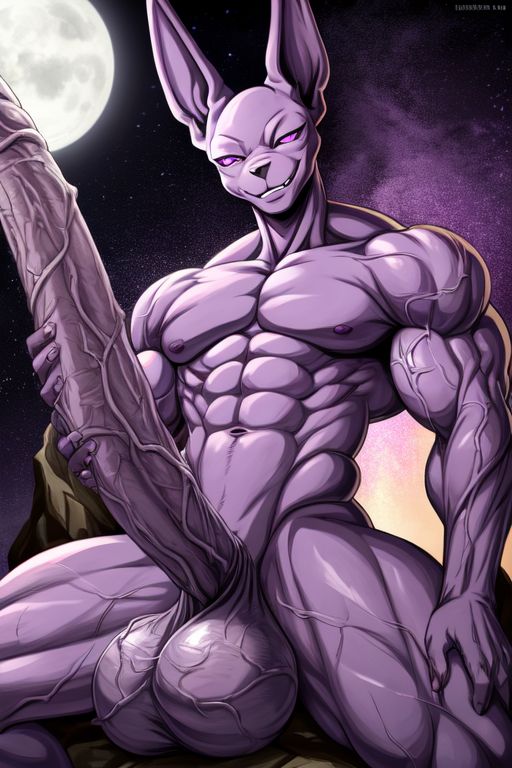 ai_generated beerus big_balls big_penis excessive_size long_penis male_focus male_only veins_on_dick veiny_penis