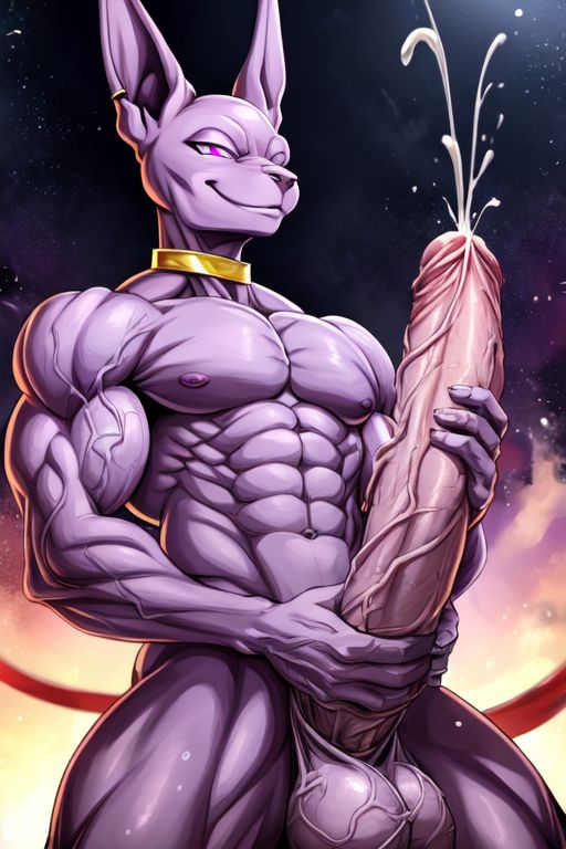 ai_generated beerus big_balls big_penis dragon_ball_super excessive_size hyper_penis long_penis male_focus muscular veins_on_dick veiny_balls veiny_muscles veiny_penis