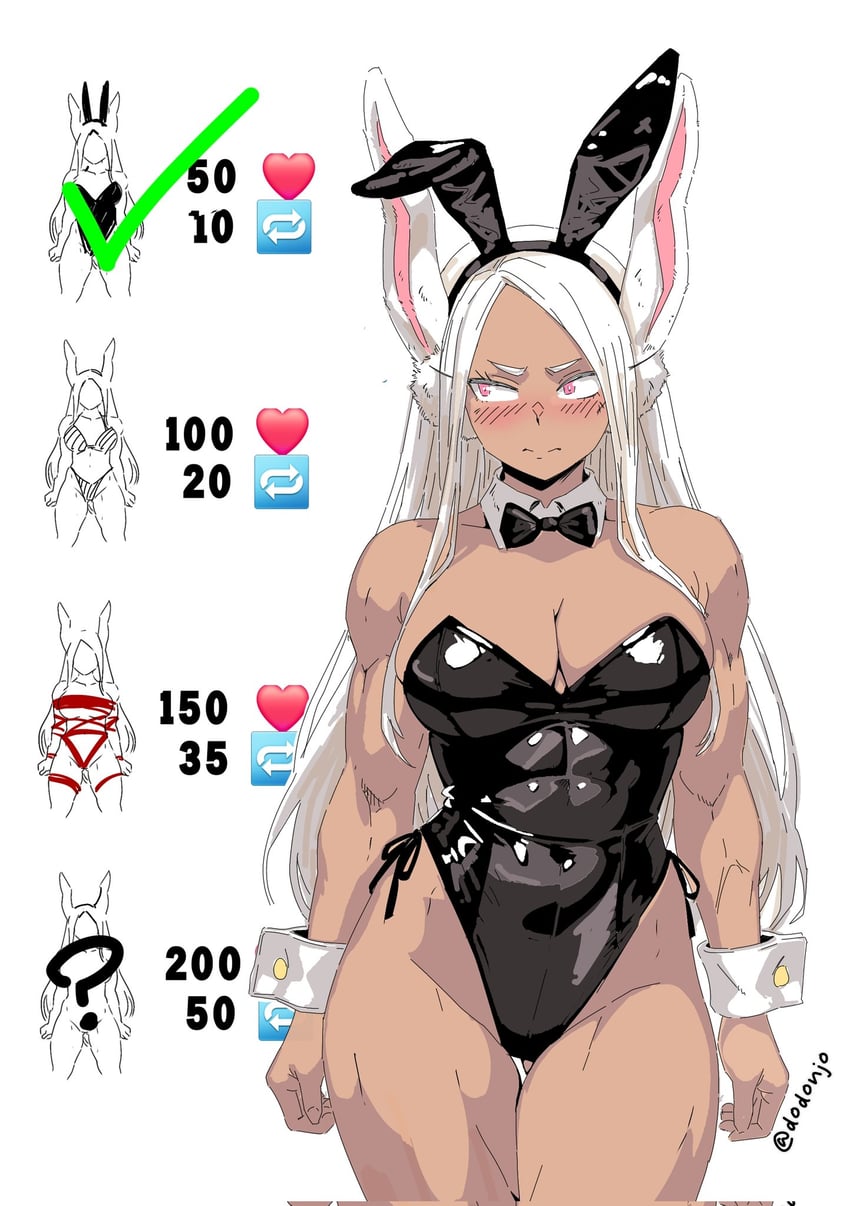 1girls, bunnysuit, clothed, dodonjo, miruko, my hero academia, rumi usagiyama, solo, strip game