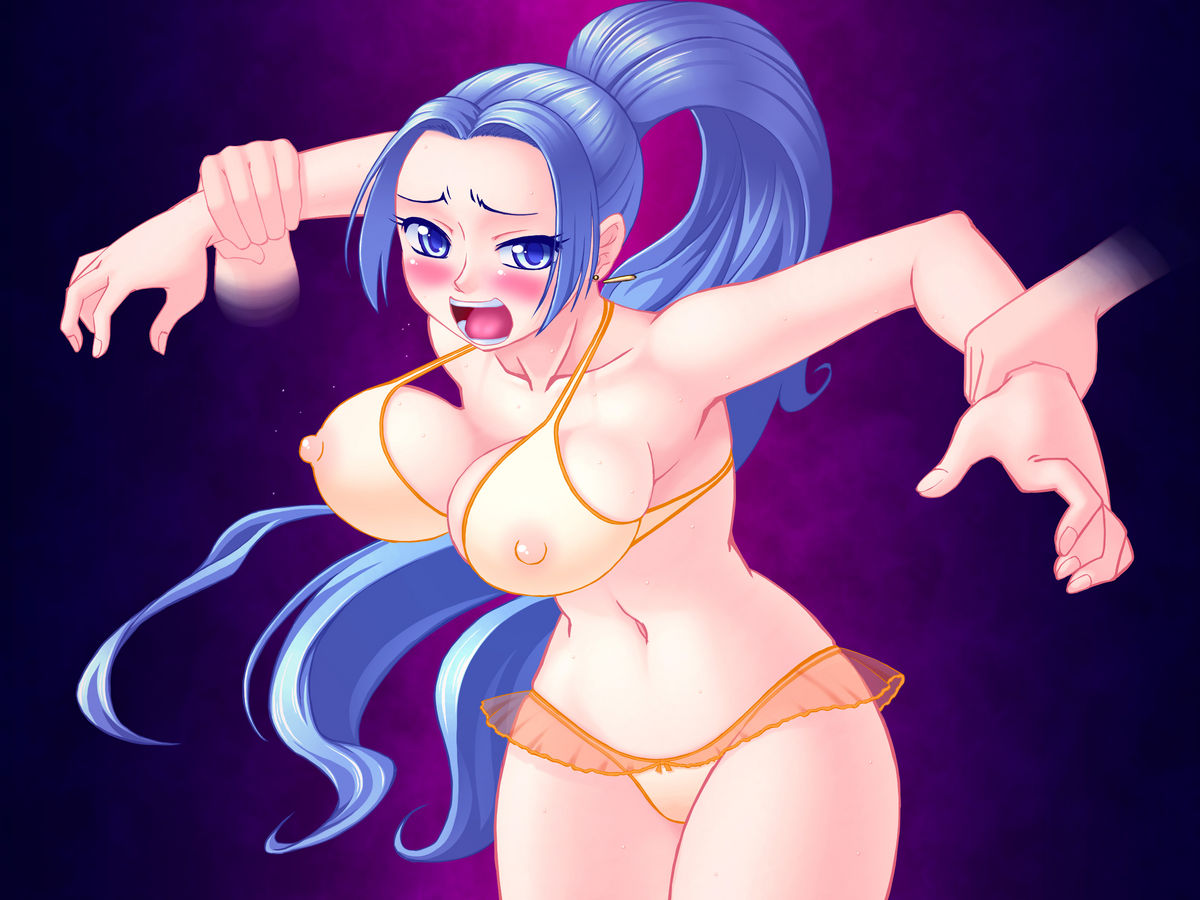 blue_hair blush breasts female female_only hanazuka_ryouji nefertari_vivi nipples one_piece solo_focus tagme