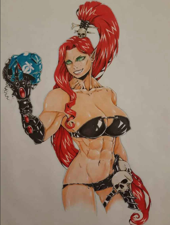 1girls adeptus_astartes aurion_(artist) dark_eldar drukhari eldar female female_only imperium_of_man lelith_hesperax muscle muscular muscular_female space_marine ultramarines warhammer_(franchise) warhammer_40k