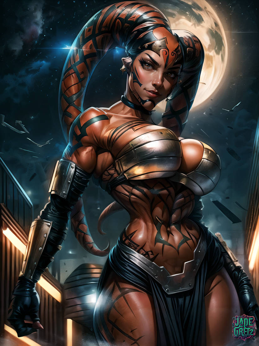 1girls ai_generated alien alien_girl big_breasts breasts cleavage darth_talon jadegretz looking_at_viewer red_skin solo star_wars twi'lek