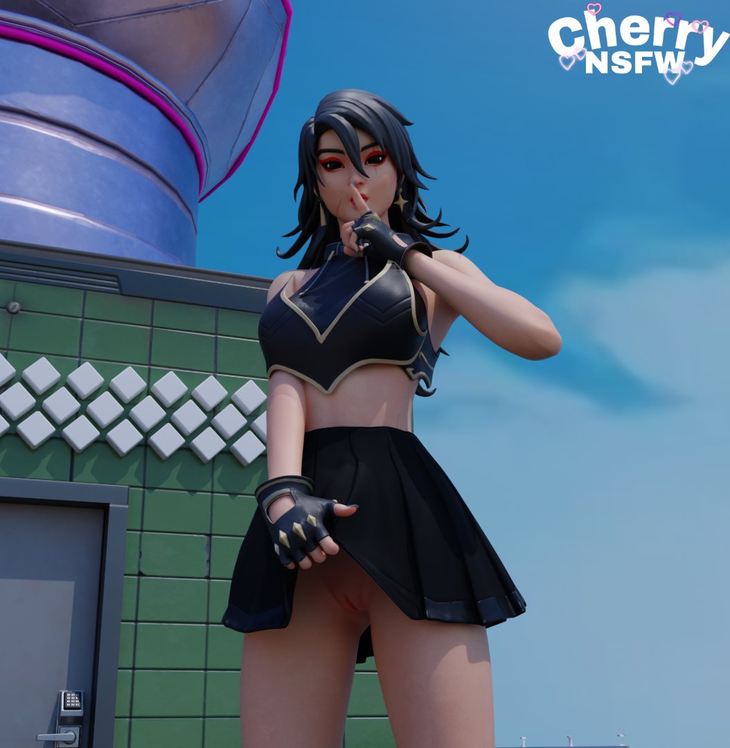 1girls cherrynsfw era_(fortnite) fortnite lifting_skirt no_panties